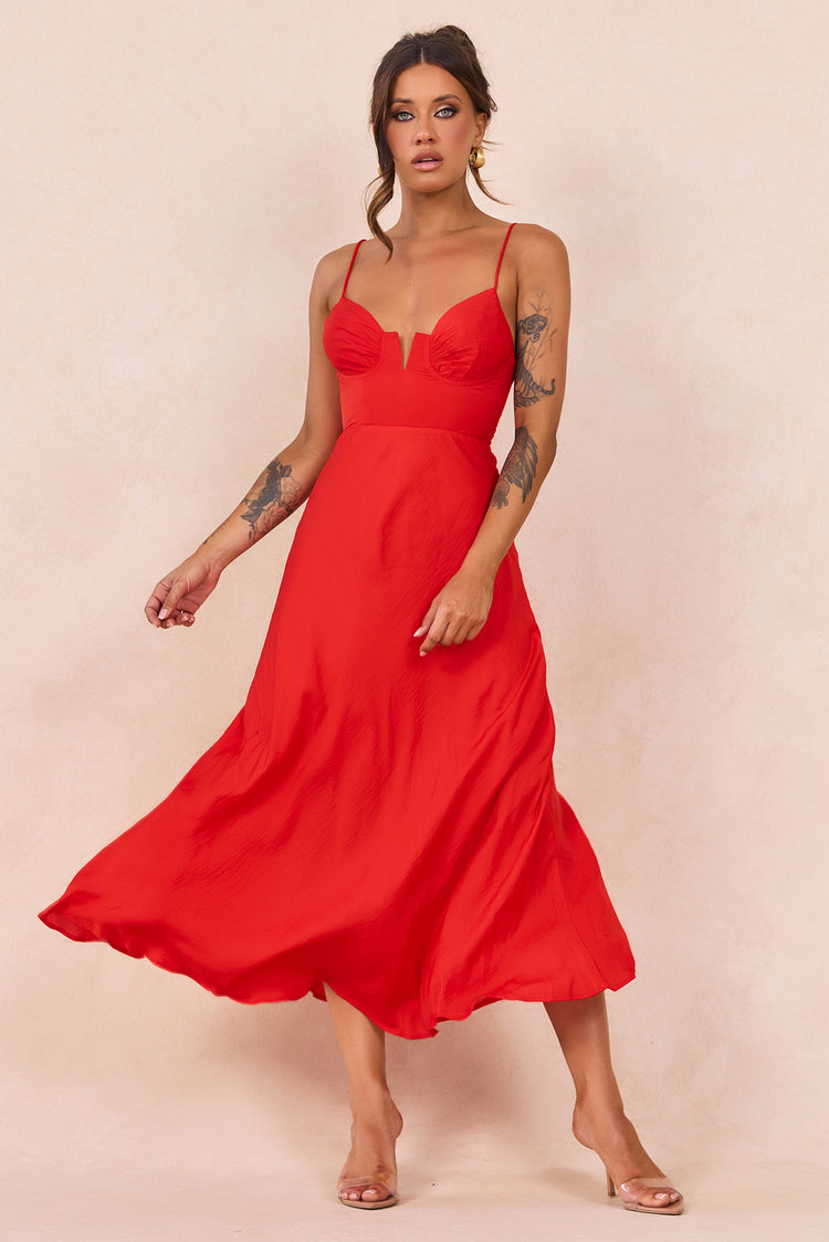 Night In August Midi Dress - Red