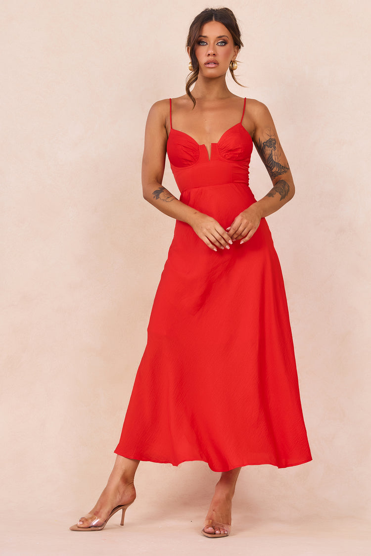 Night In August Midi Dress - Red