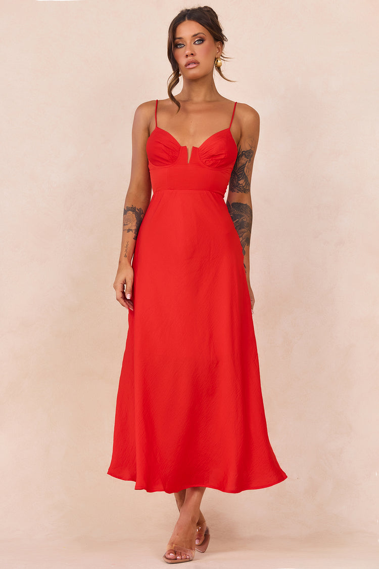 Night In August Midi Dress - Red