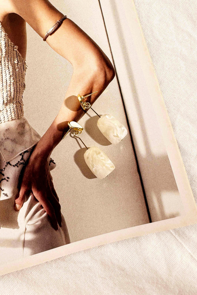 Opaline Drift Earrings - White ACCESSORIES Sage and Paije
