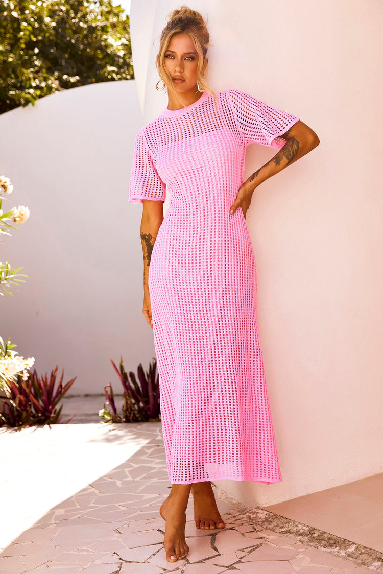 Rosalyn Crochet Maxi Dress - Pink DRESSES Sage and Paije