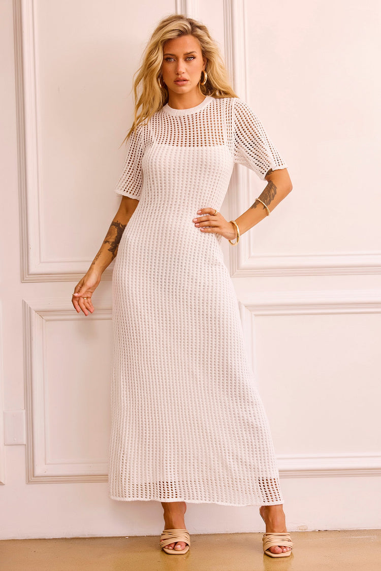 Rosalyn Crochet Maxi Dress - White DRESSES Sage and Paije