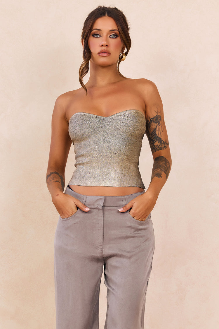 Breezes In Sunsets Foil Knit Top - Gold