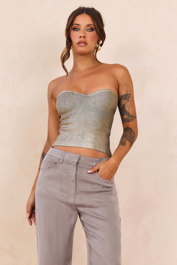 Breezes In Sunsets Foil Knit Top - Gold