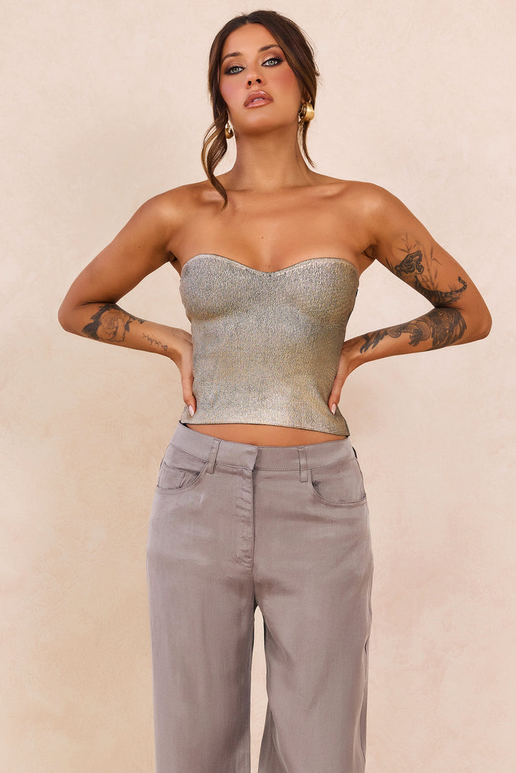 Breezes In Sunsets Foil Knit Top - Gold