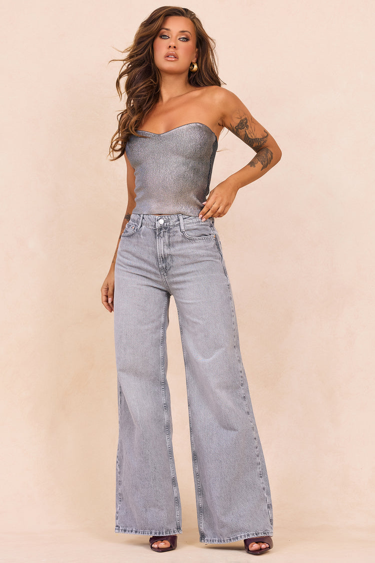 Breezes In Sunsets Foil Knit Top - Iron