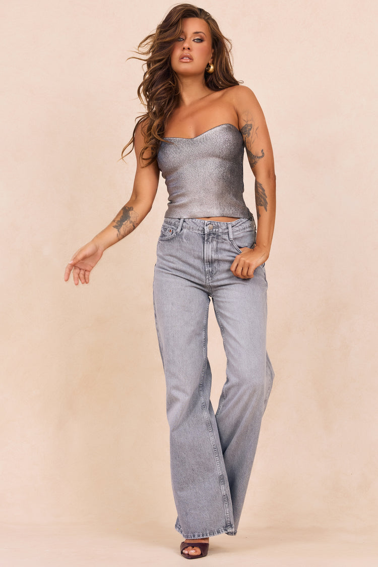 Breezes In Sunsets Foil Knit Top - Iron
