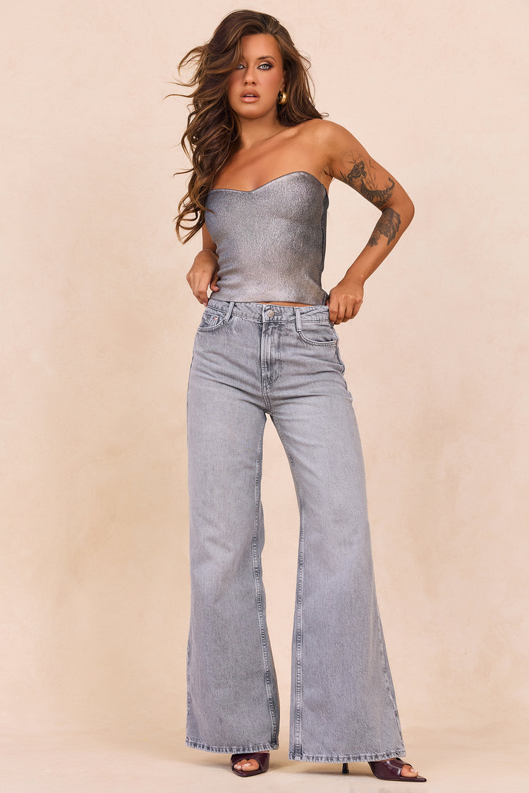 Breezes In Sunsets Foil Knit Top - Iron