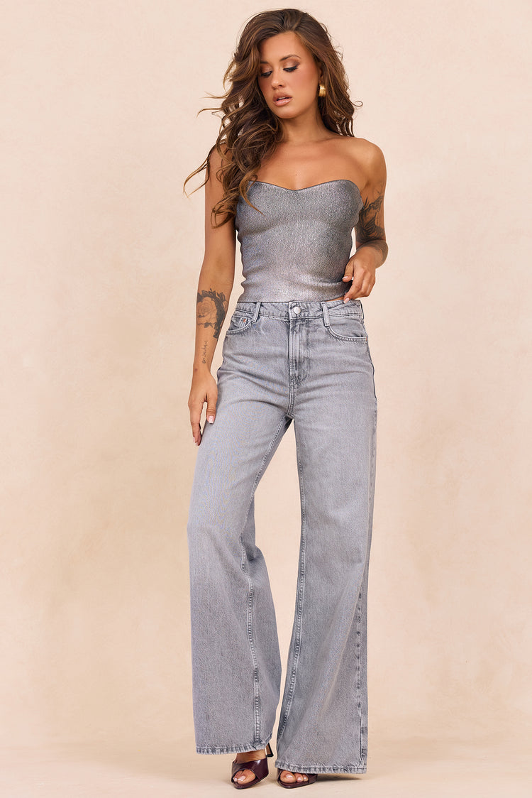 Breezes In Sunsets Foil Knit Top - Iron