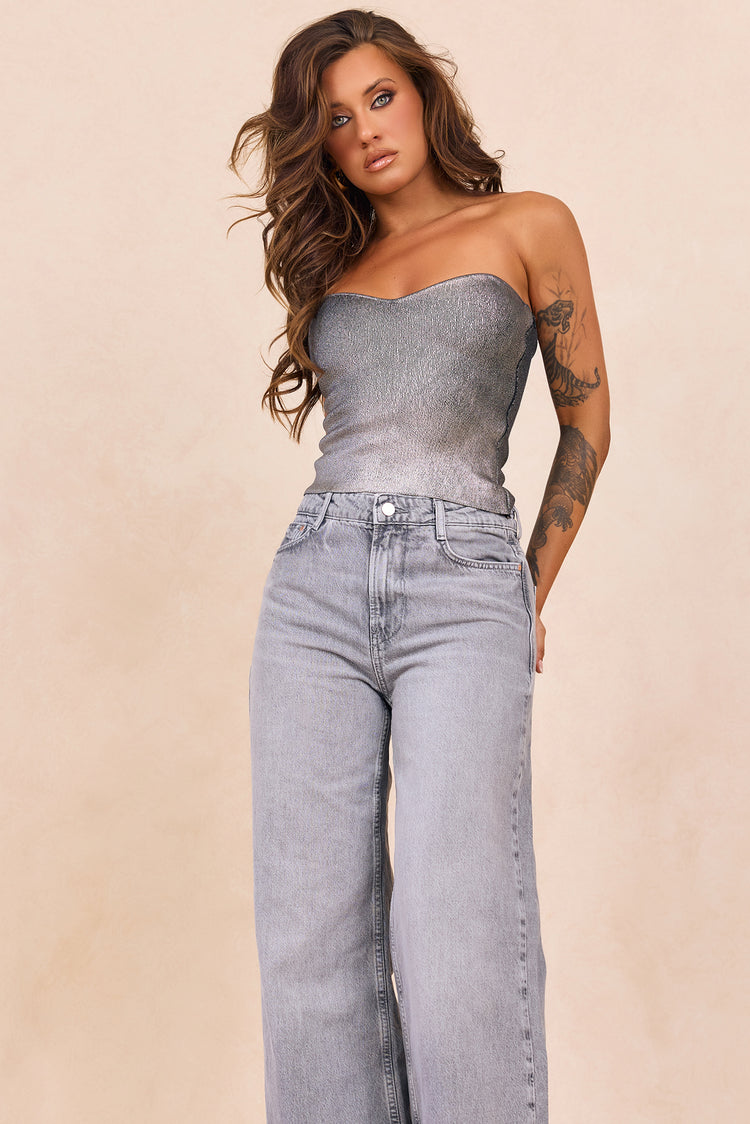 Breezes In Sunsets Foil Knit Top - Iron