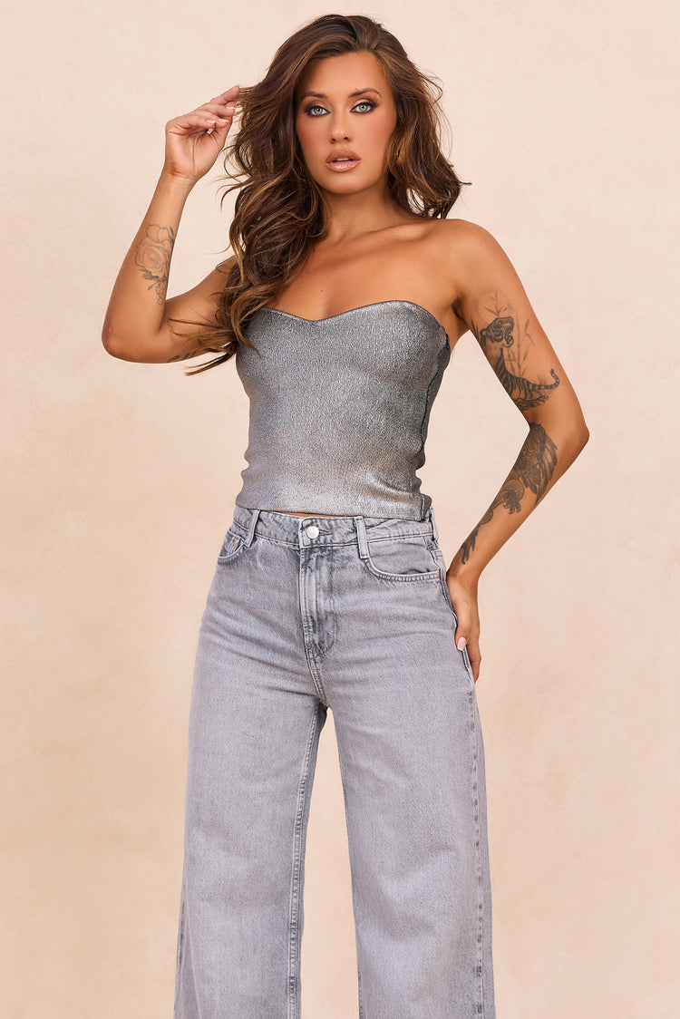 Breezes In Sunsets Foil Knit Top - Iron
