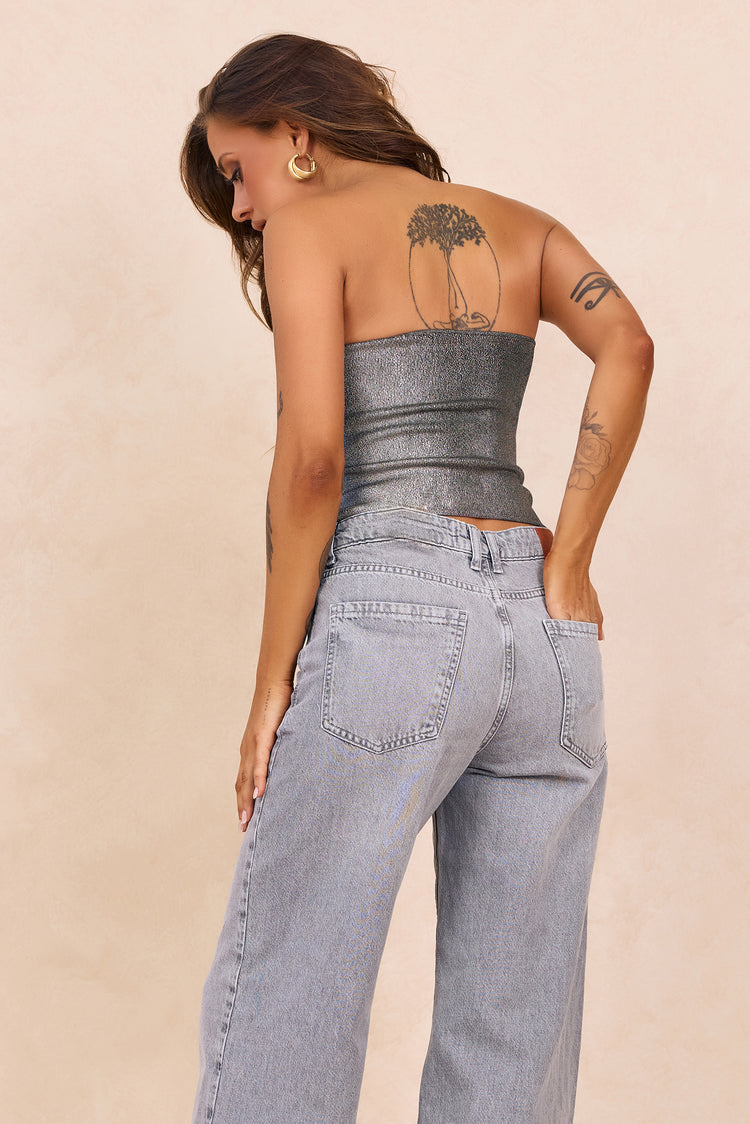 Breezes In Sunsets Foil Knit Top - Iron