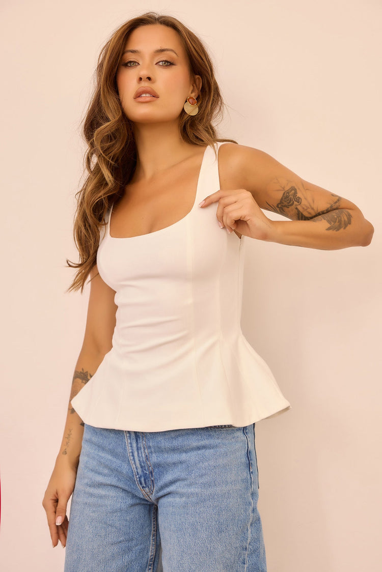 Serene Wave Jersey Top - White