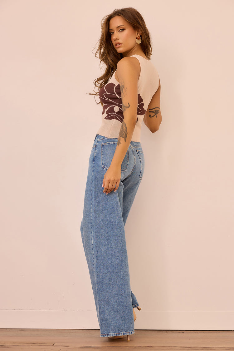 Petal Whisper Knit Top - Beige