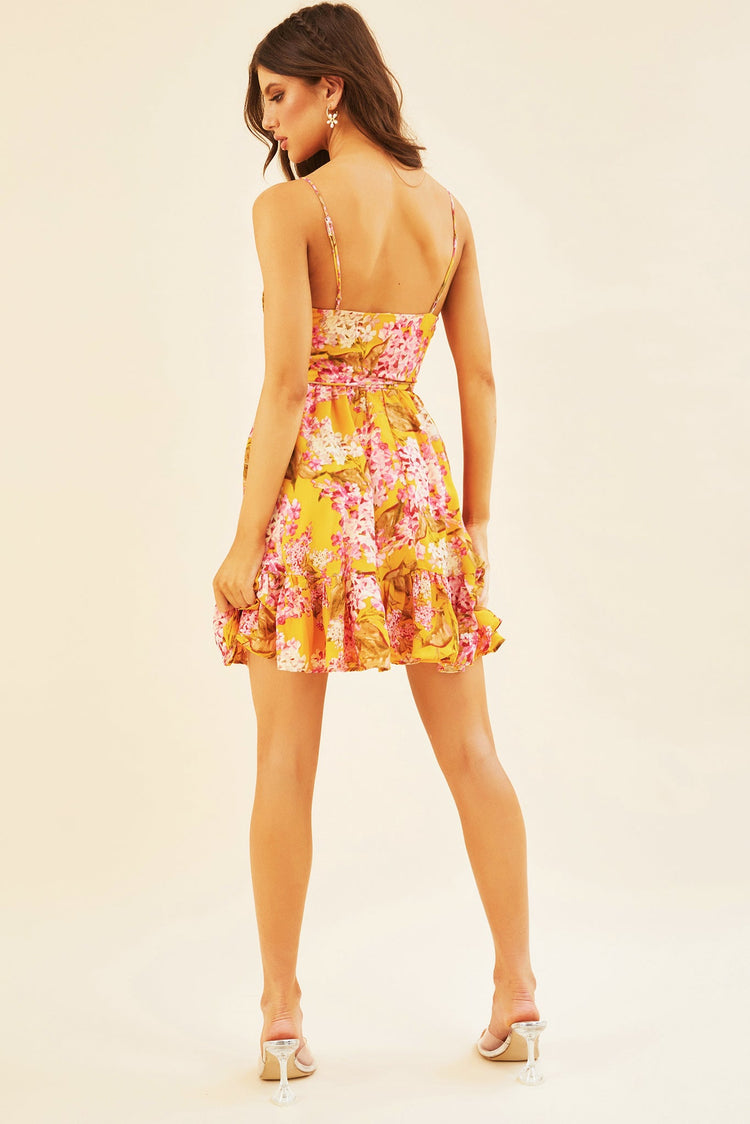 Cherry Blossom Mini Dress - Mustard DRESSES Sage and Paije