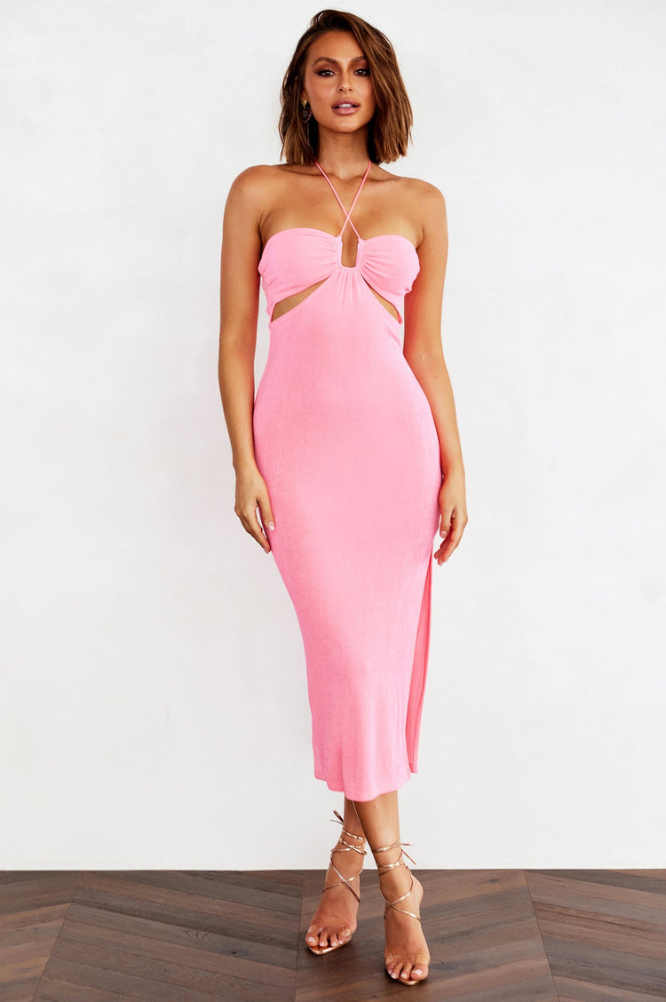 Right Now Midi Dress - Neon Pink DRESSES Sage and Paije
