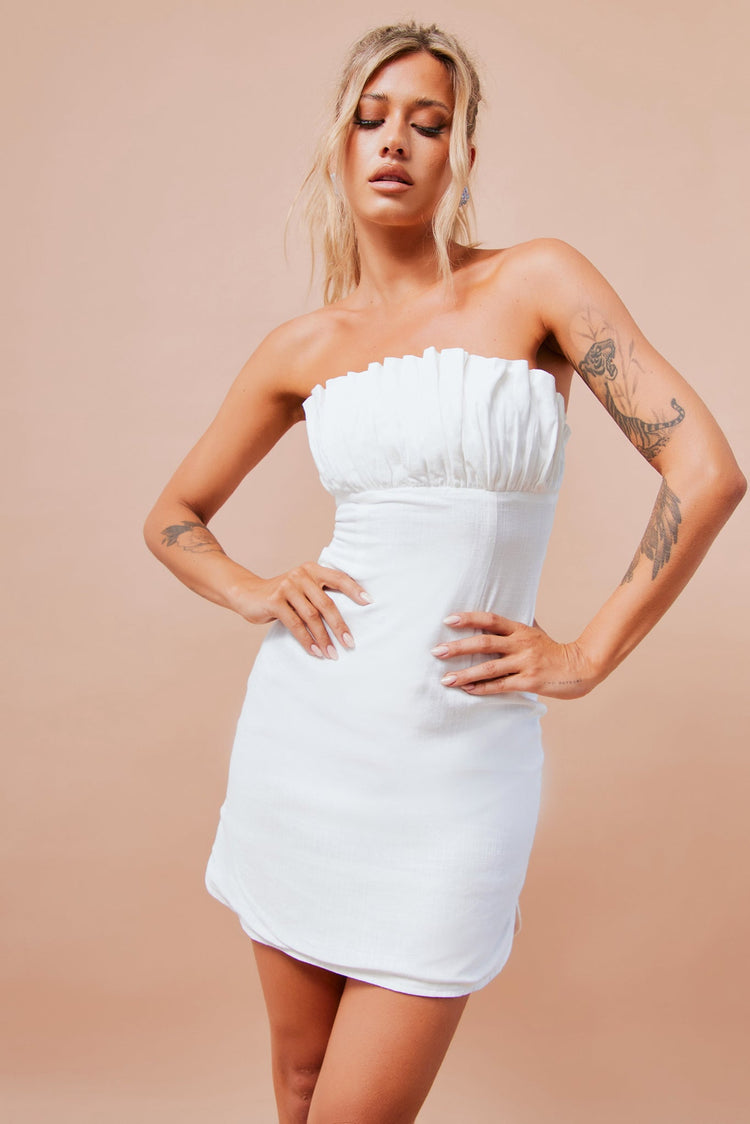 Brentwood Mini Dress - White DRESSES Sage and Paije