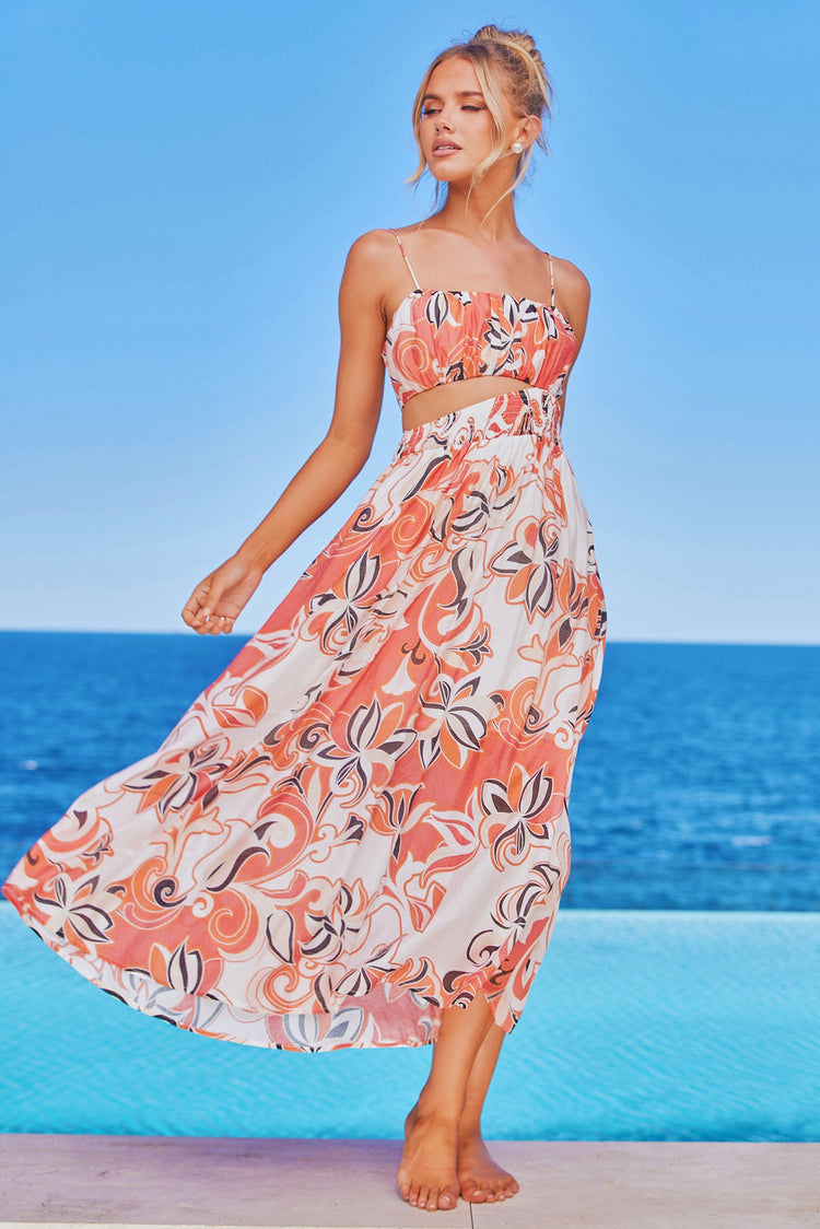 Spirited Midi Dress - Coral Multi DRESSES Sage and Paije