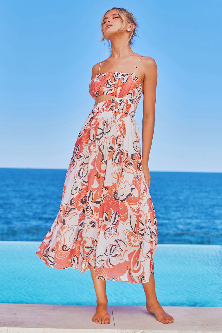 Spirited Midi Dress - Coral Multi DRESSES Sage and Paije