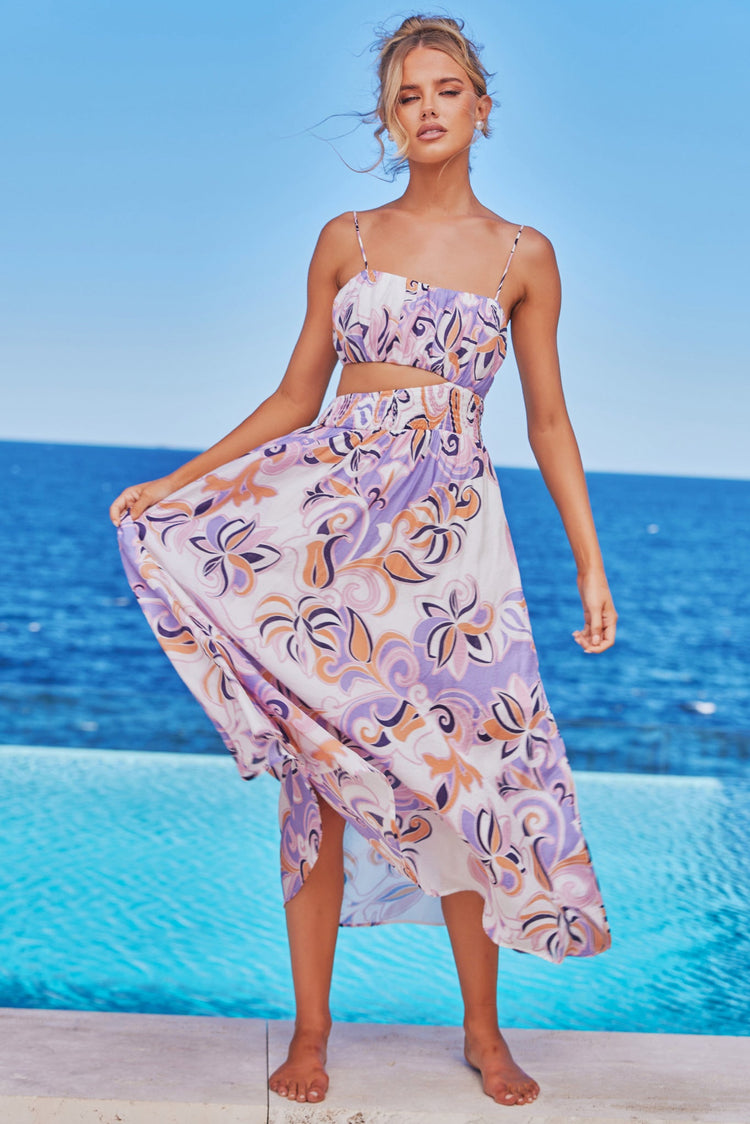 Spirited Midi Dress - Purple Multi DRESSES Sage and Paije