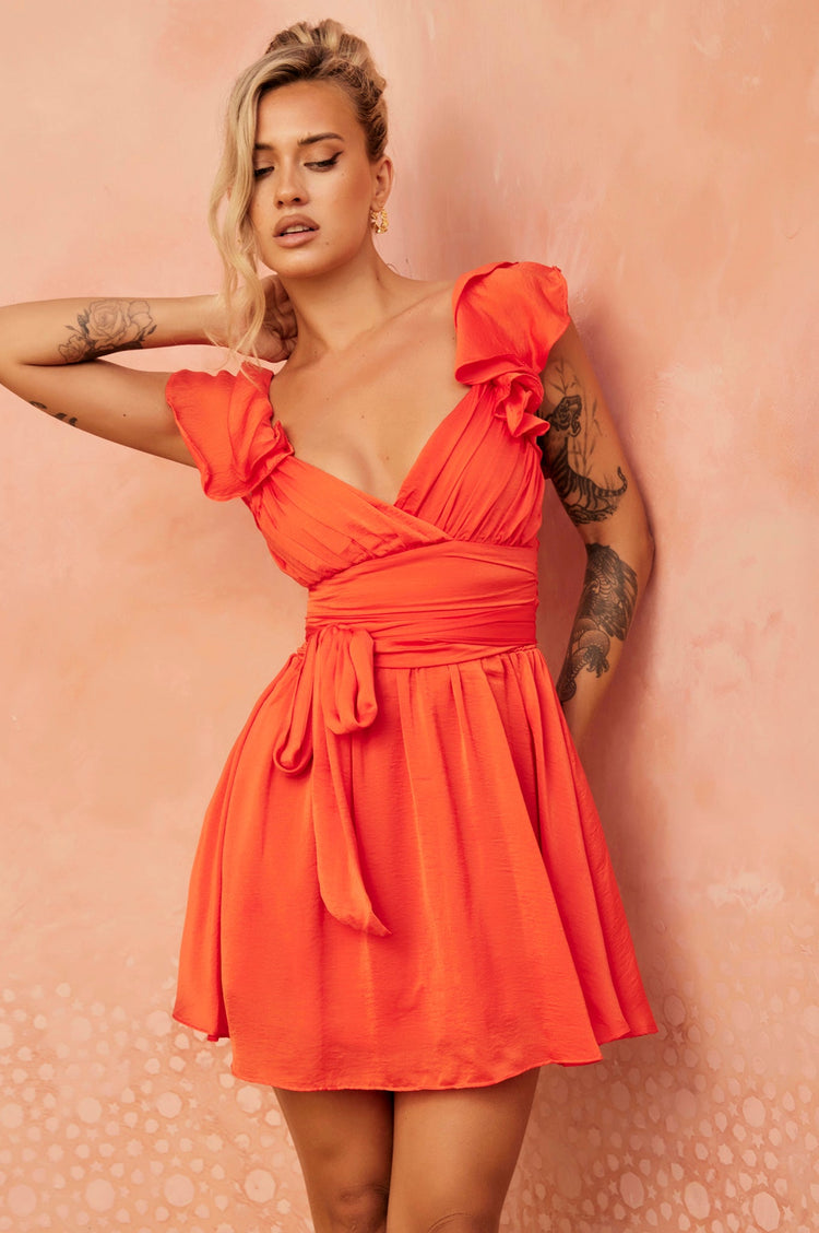 Fairytale Ending Mini Dress - Tangerine DRESSES Sage and Paije