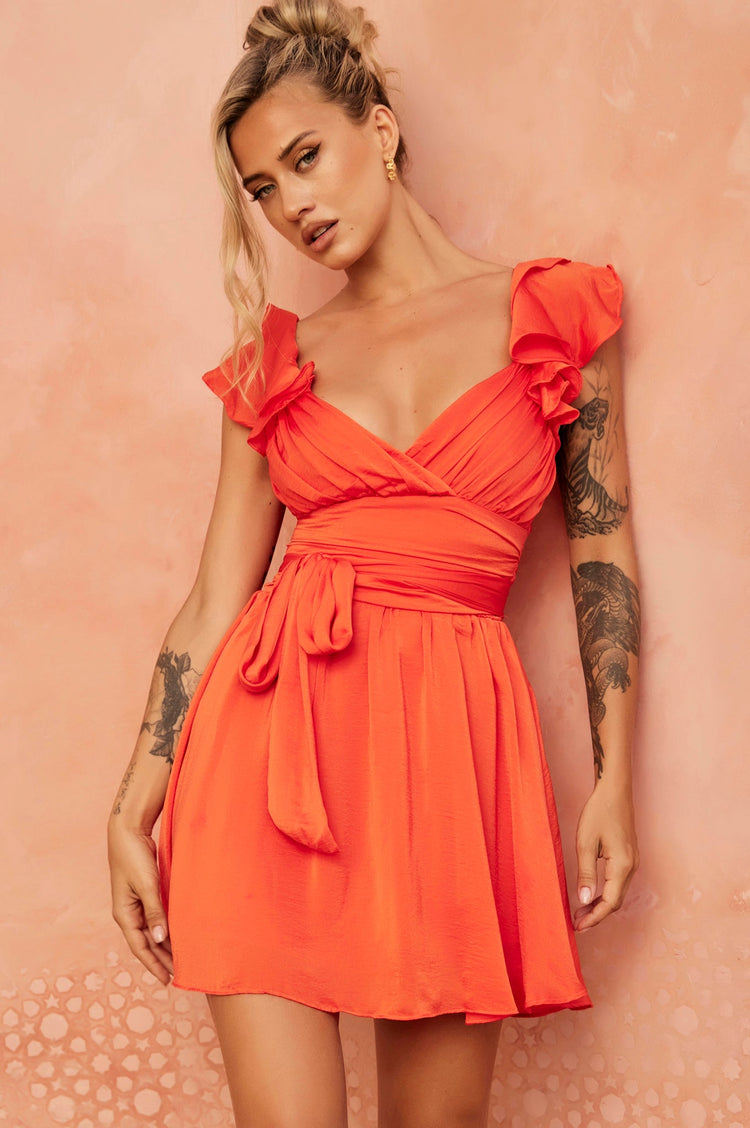 Fairytale Ending Mini Dress - Tangerine DRESSES Sage and Paije