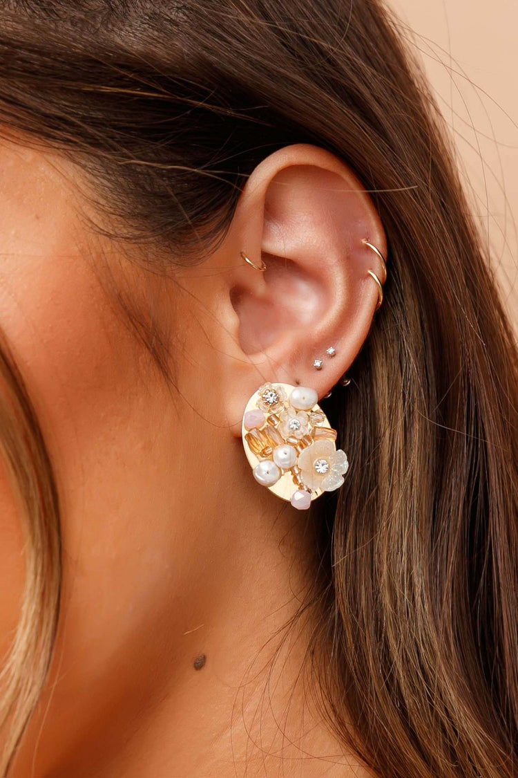Billie Ear Studs - Rose Gold White ACCESSORIES Sage and Paije