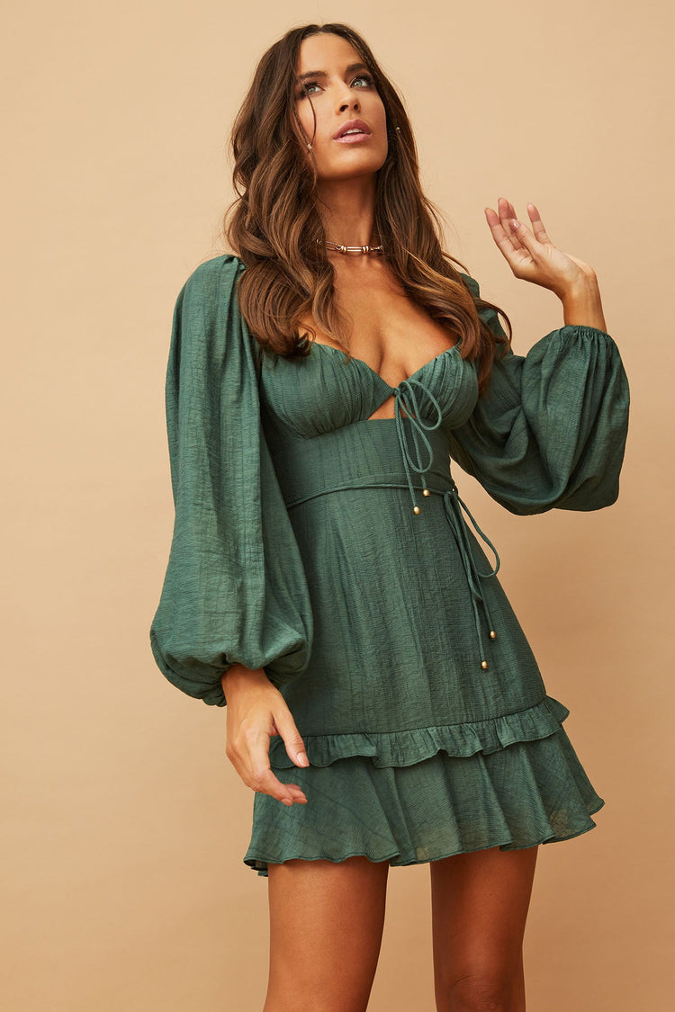 Xena Mini Dress - Forest Green DRESSES Sage and Paije