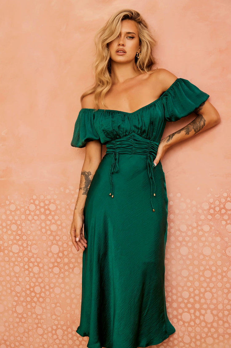 Mariner Midi Dress - Forest Green DRESSES Sage and Paije