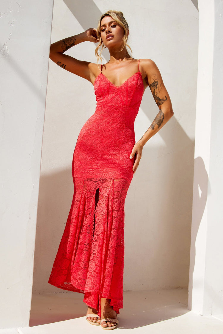 City of Angels Lace Maxi Dress - Red DRESSES Sage and Paije