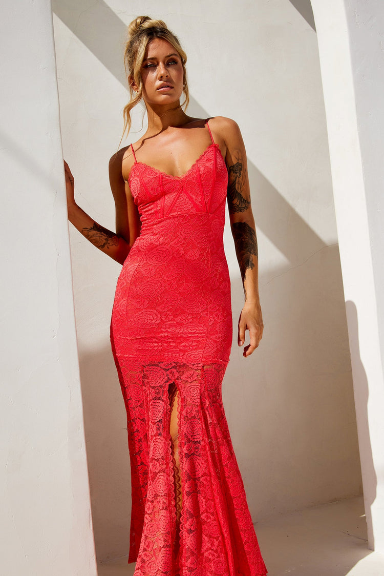 City of Angels Lace Maxi Dress - Red DRESSES Sage and Paije