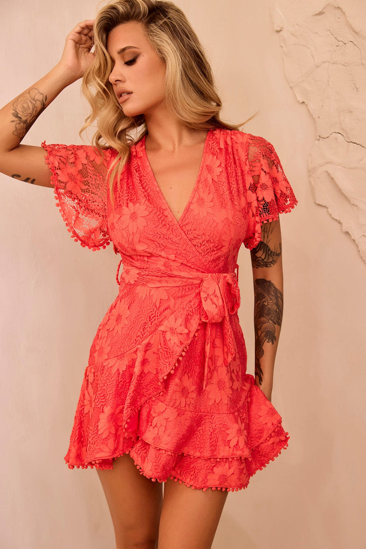 Tickle My Fancy Mini Dress - Red DRESSES Sage and Paije