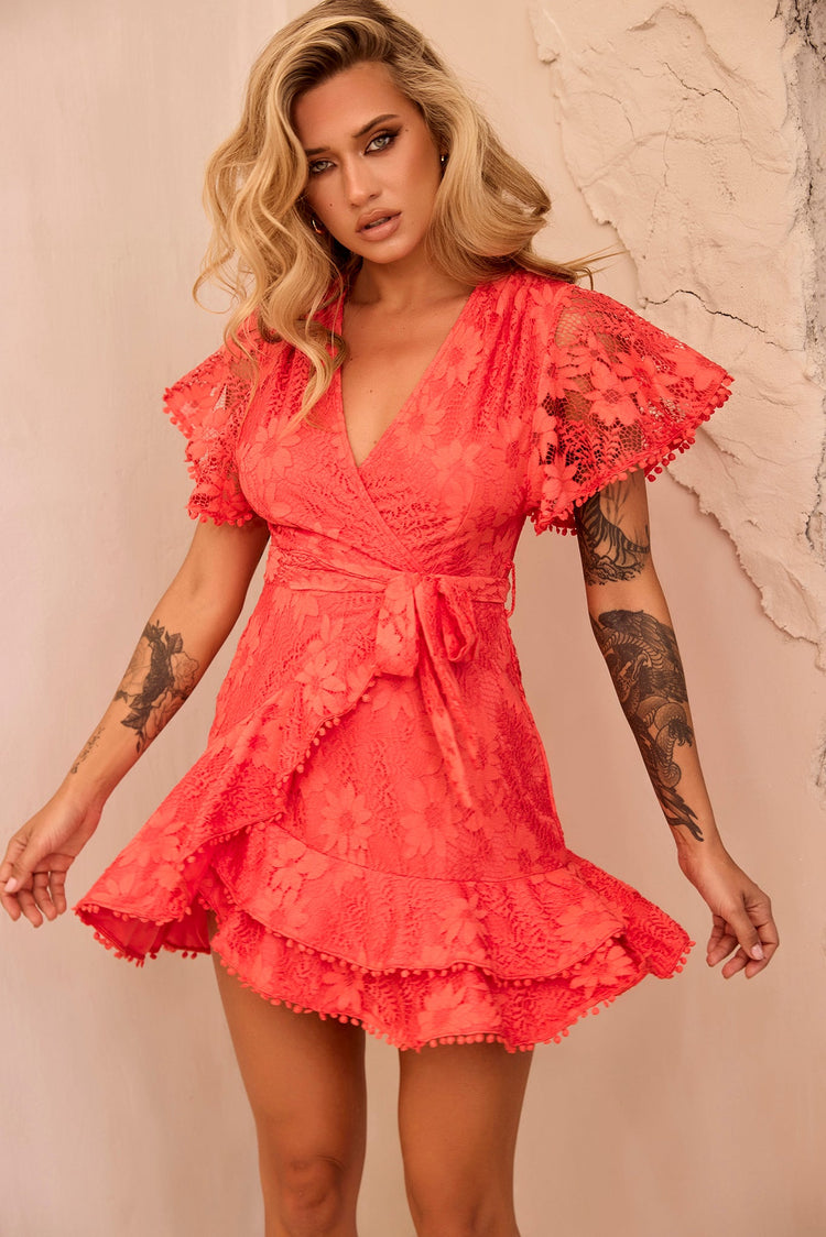 Tickle My Fancy Mini Dress - Red DRESSES Sage and Paije