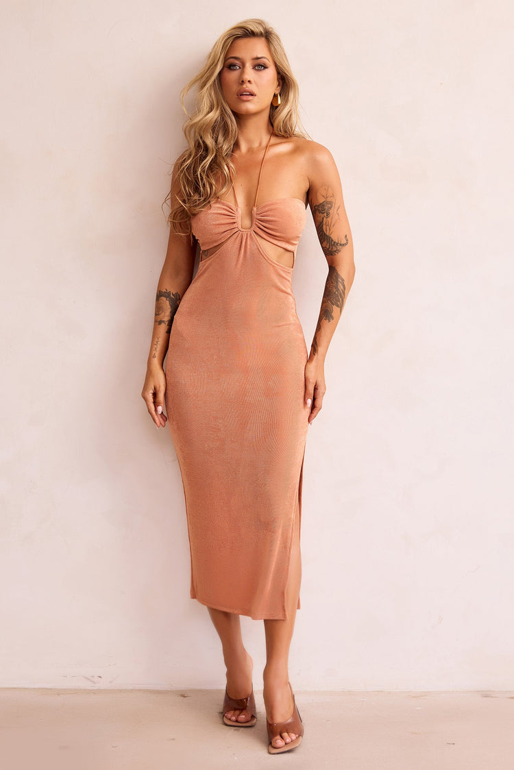 Right Now Midi Dress - Brown DRESSES Sage and Paije