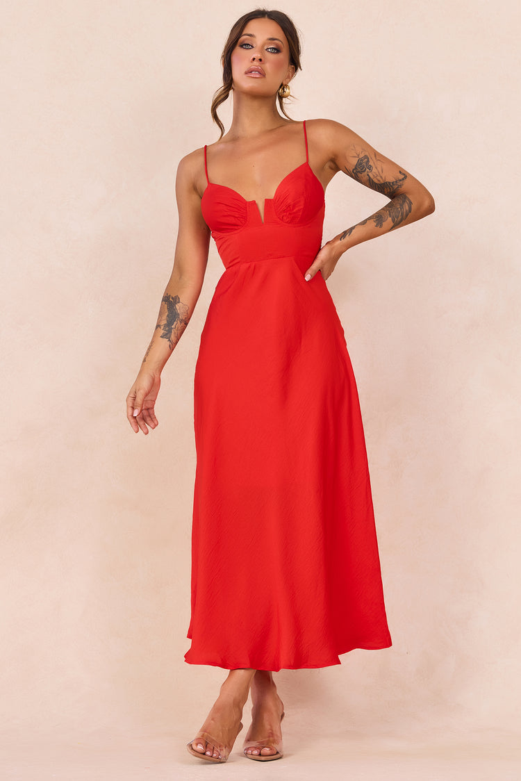 Night In August Midi Dress - Red