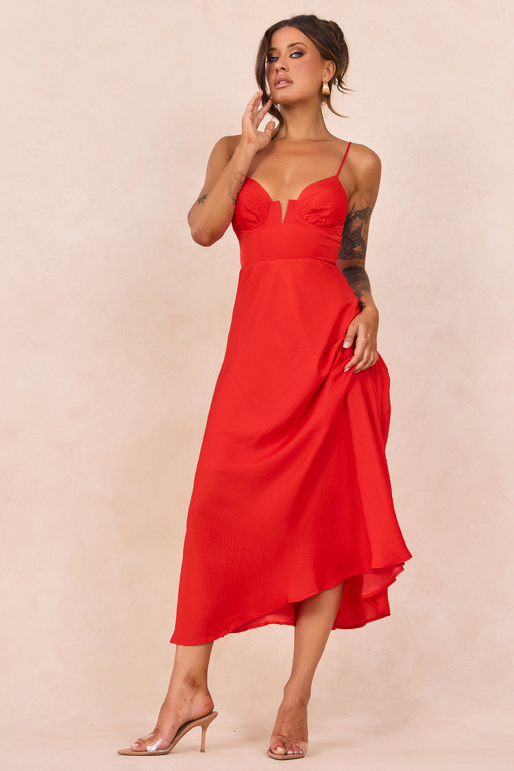 Night In August Midi Dress - Red