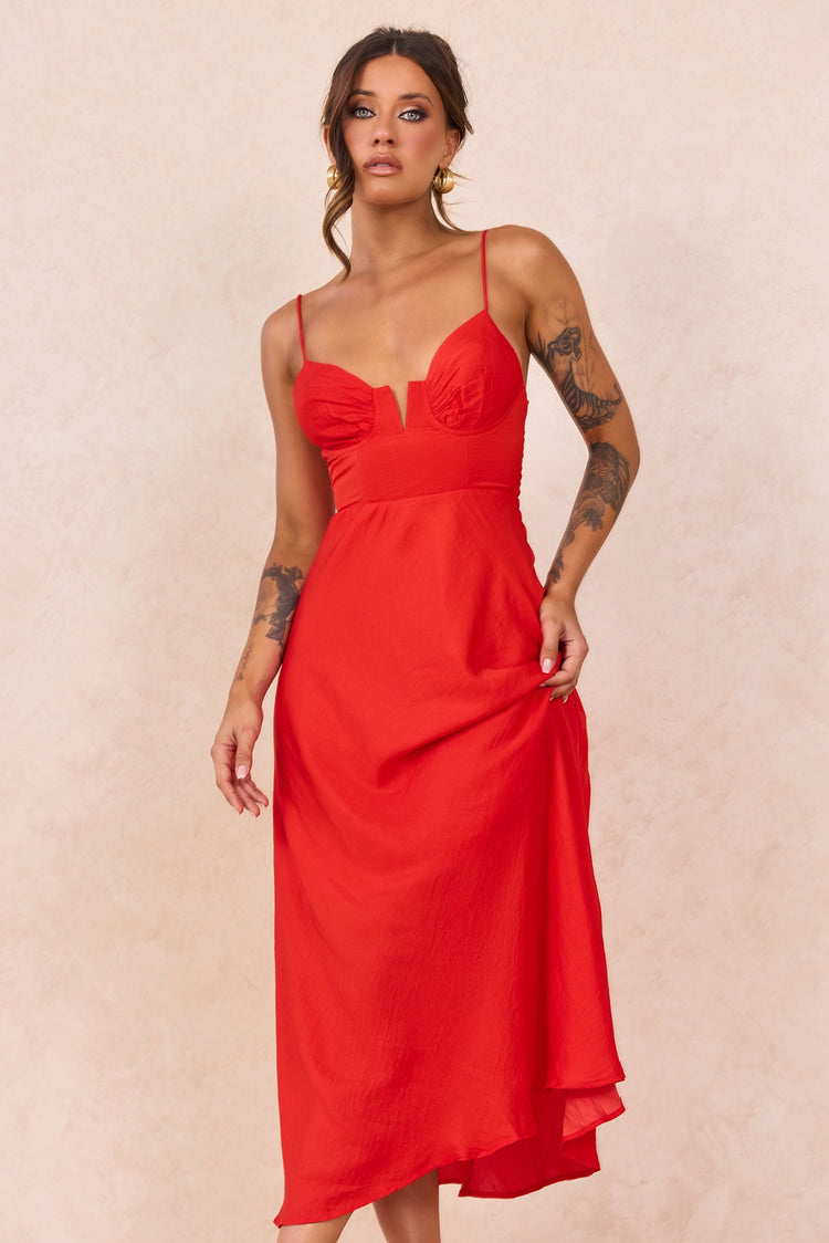 Night In August Midi Dress - Red