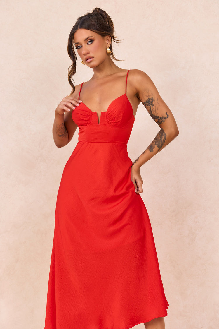 Night In August Midi Dress - Red