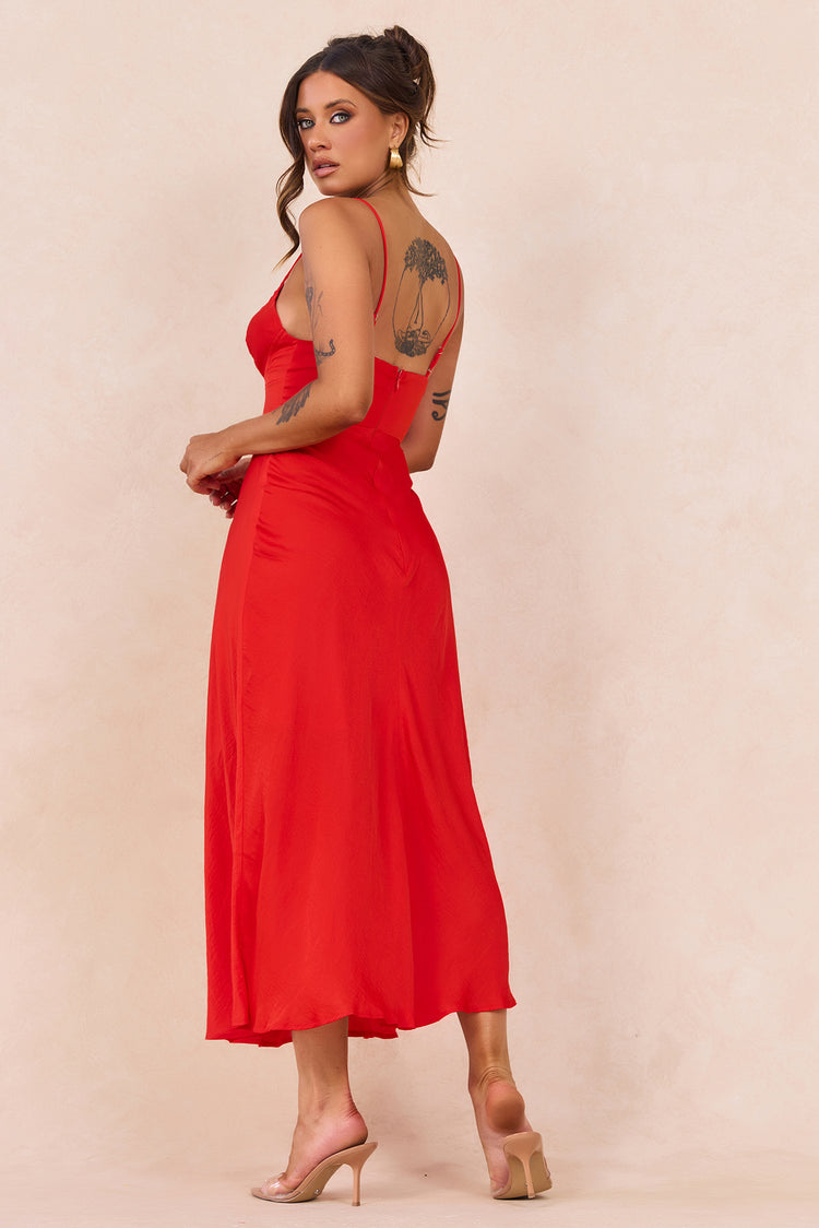 Night In August Midi Dress - Red