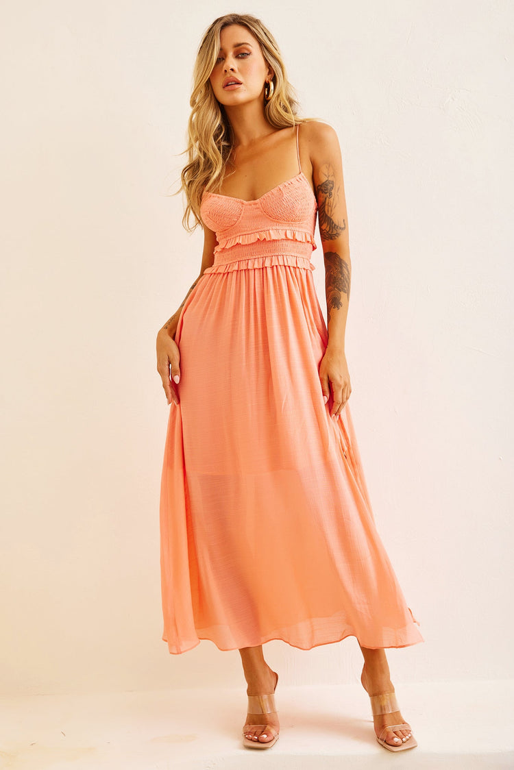 Ios Maxi Dress - Peach DRESSES Sage and Paije