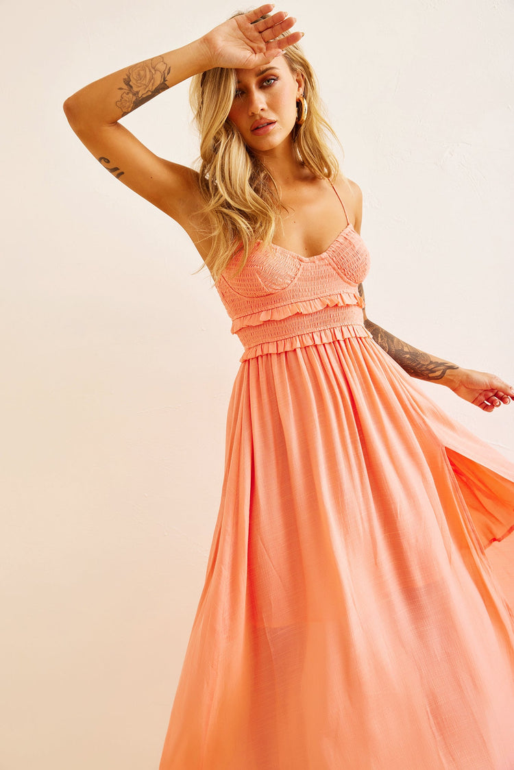 Ios Maxi Dress - Peach DRESSES Sage and Paije