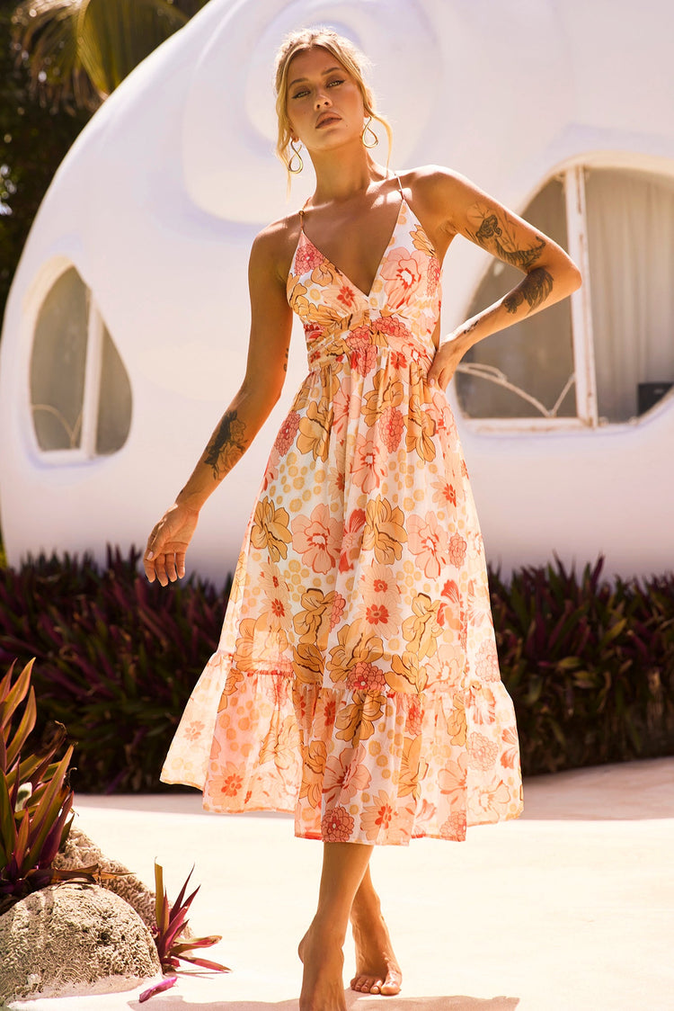 Gold Dust Midi Dress - Orange DRESSES Sage and Paije