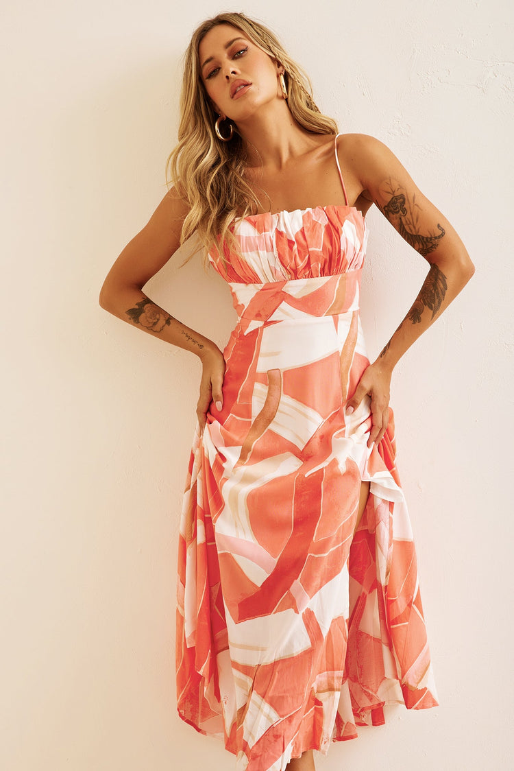 Pay Off Midi Dress - Coral DRESSES Sage and Paije