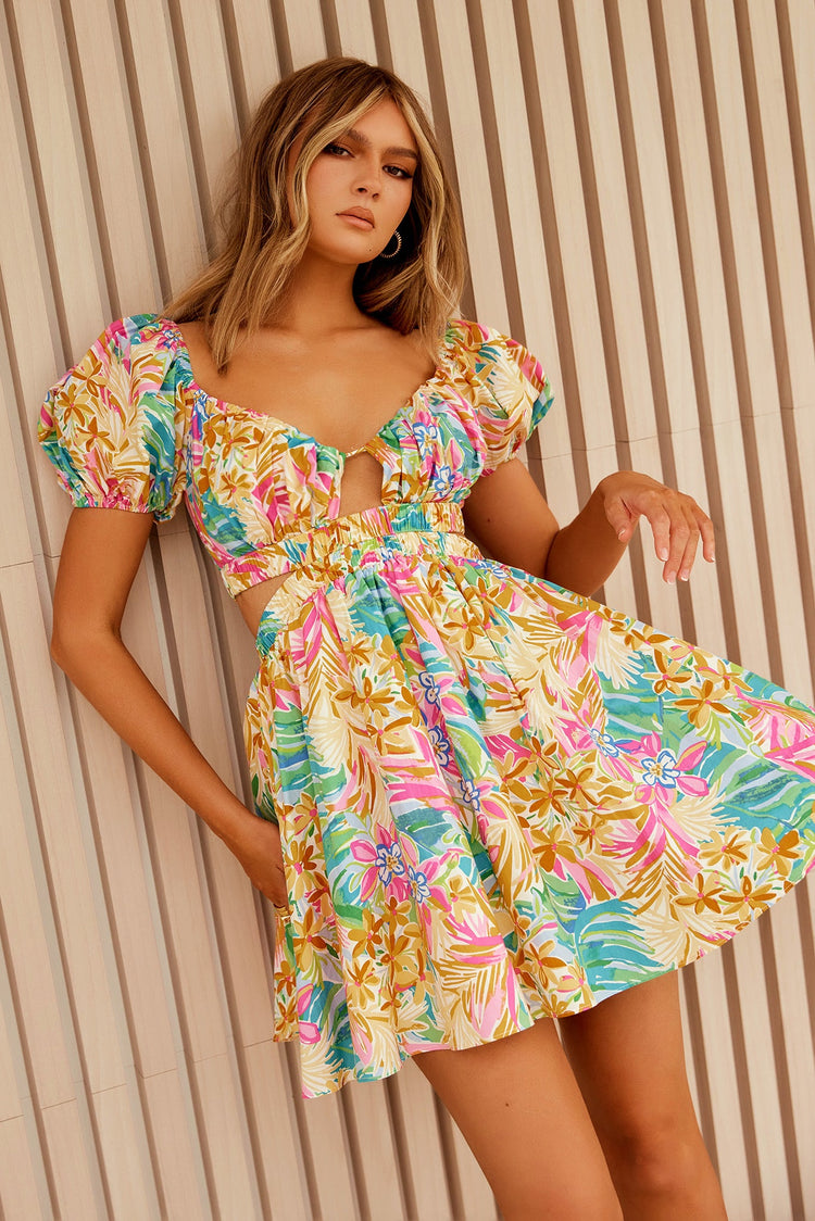Reasons Mini Dress - Yellow Multi DRESSES Sage and Paije
