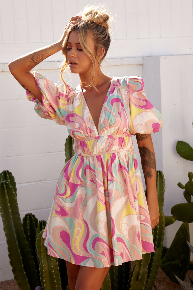 Wander Mini Dress - Pink Multi DRESSES Sage and Paije
