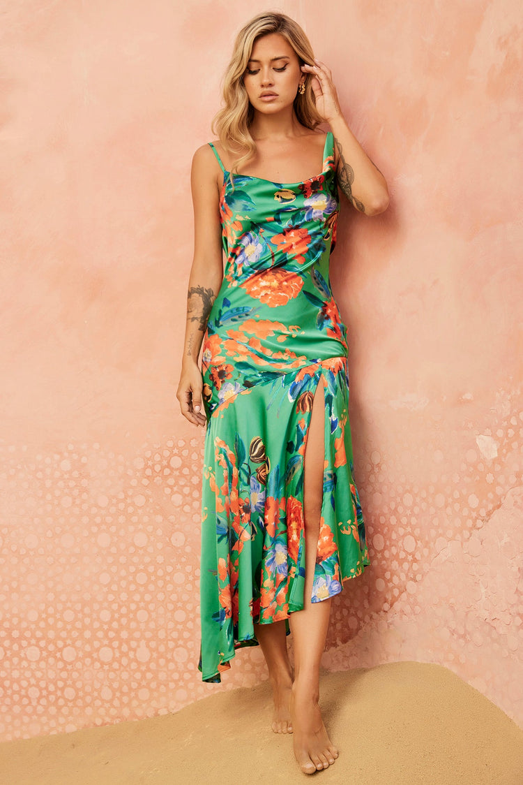 Secret Jungle Midi Dress - Green Multi DRESSES Sage and Paije
