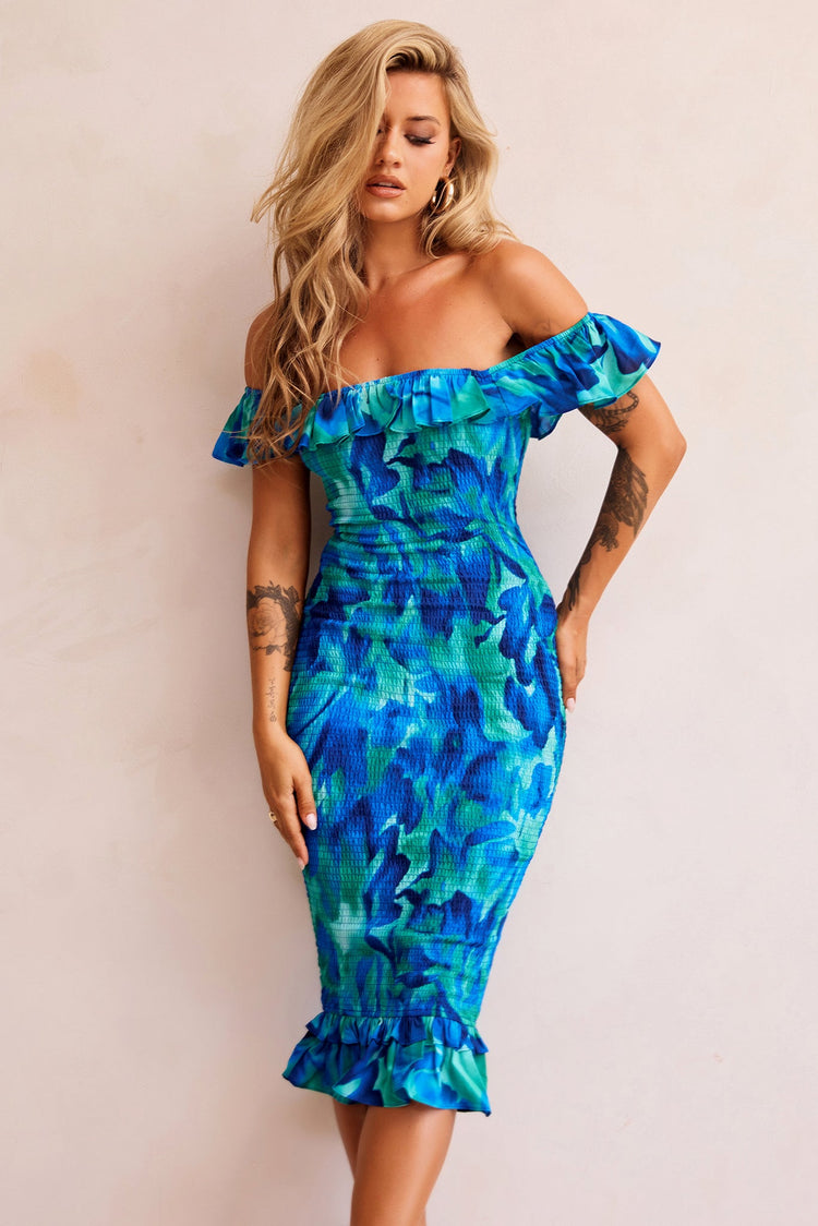 Fireball Midi Dress - Blue Multi DRESSES Sage and Paije
