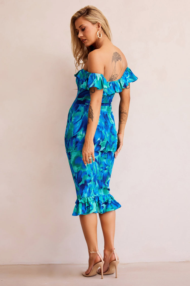 Fireball Midi Dress - Blue Multi DRESSES Sage and Paije
