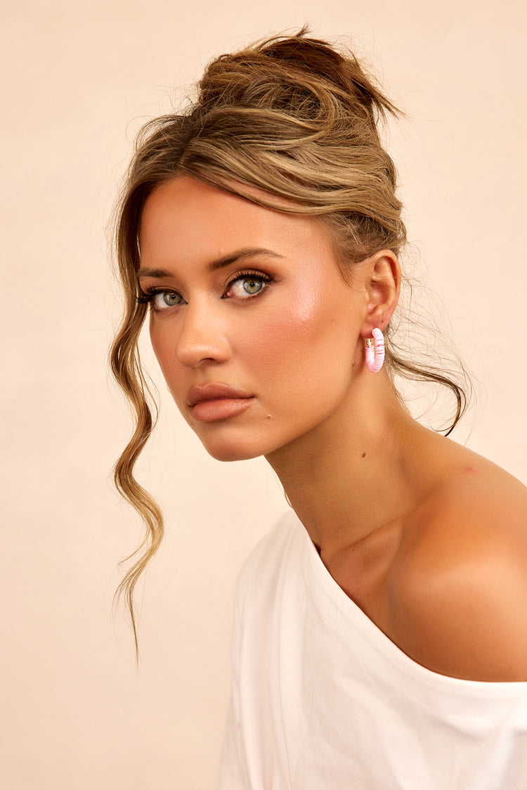 Nice Try Solid Earrings - Pink-ACCESSORIES