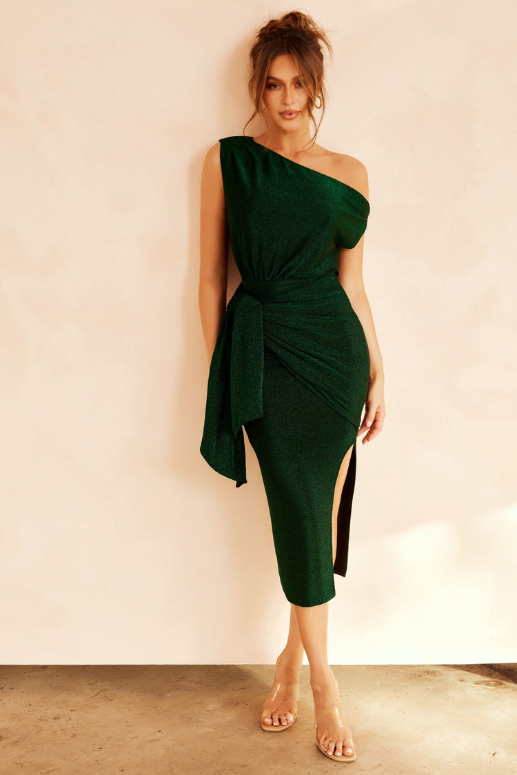 Filter Finish Midi Dress - Forest Green DRESSES Sage and Paije